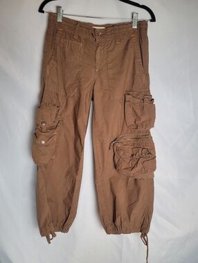 VTG Polo Jean Co Ralph Lauren Brown Cargo Aviator Cropped Pants Women's Size XS